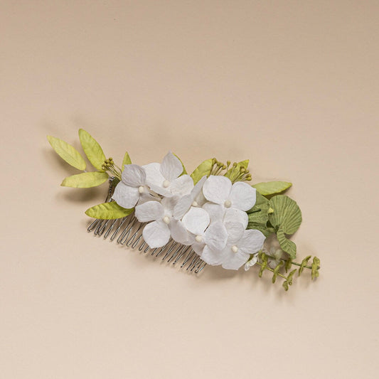 peigne-vert-blanc-accessoire-cheveux-mariage-fleurs-en-papier