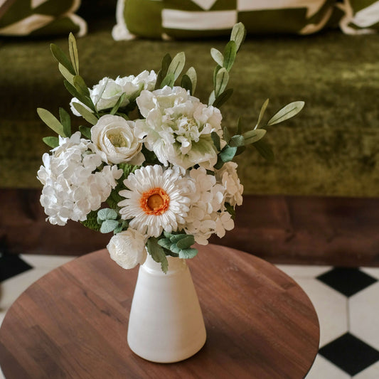 Bouquet fleurs en papier Alma, composition florale aux couleurs chaleureuses - Flowrette