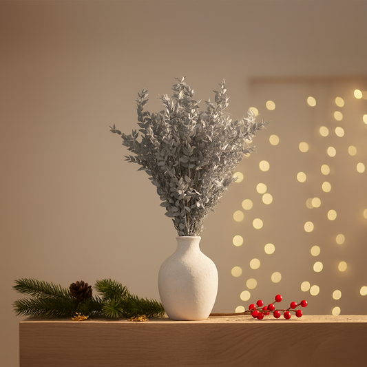 Botte de Ruscus gris, feuillage séché teint en gris décoratif - Flowrette
