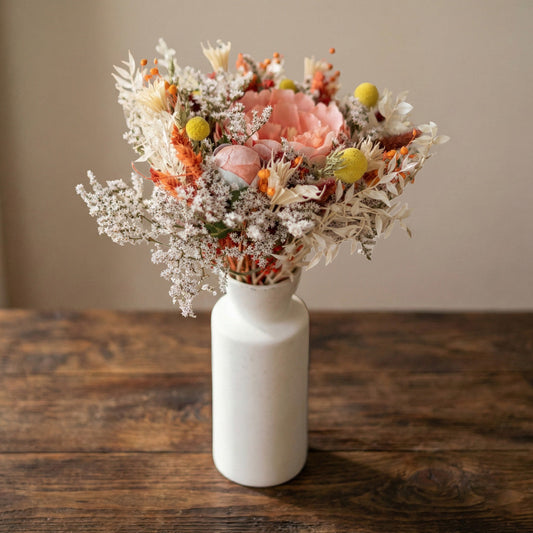 Bouquet mixte Apollinaire, composition florale de fleurs en papier et séchées - Flowrette