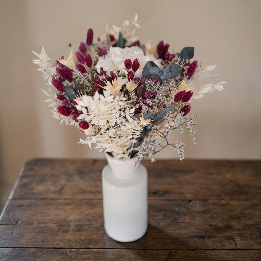 Bouquet mixte Colette, composition florale de fleurs en papier et séchées vue de face - Flowrette