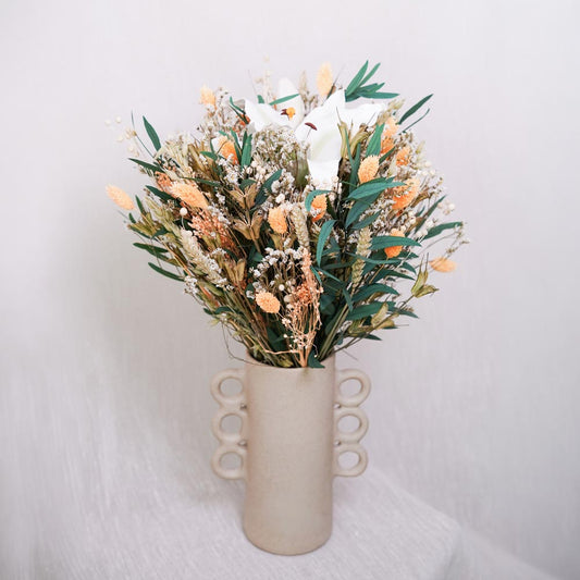 Bouquet mixte Musset, vue d'ensemble fleurs séchées et papier - Flowrette