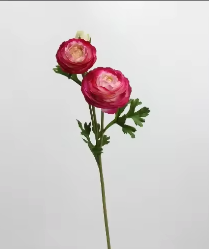 Renoncule artificielle rose vibrant, tige unique avec pétales réalistes - Flowrette