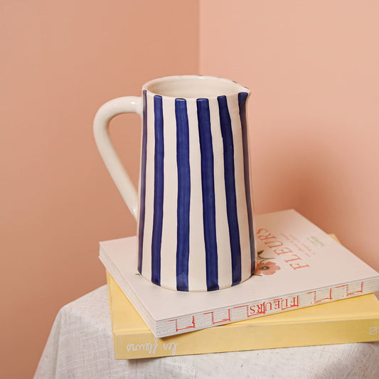 Carafe rayée bleu - décoration - vase -Flowrette
