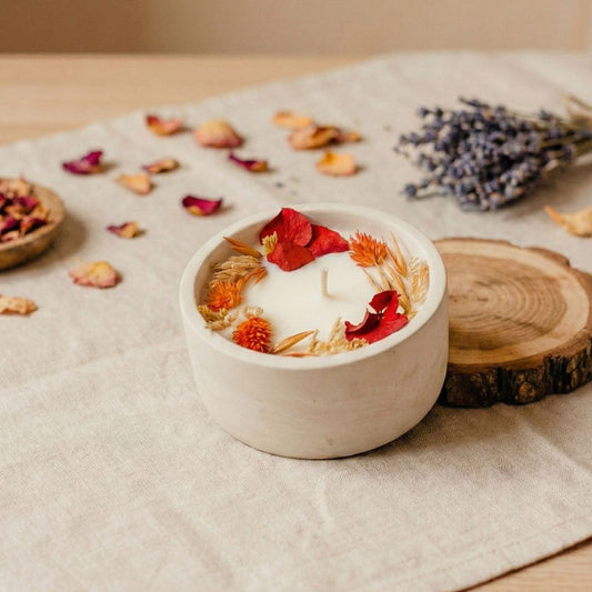 Bougie fleurie noix et miel