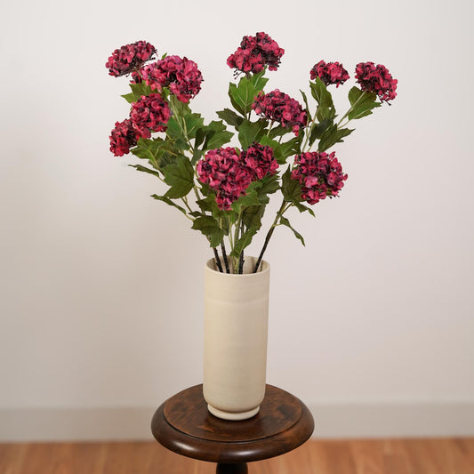 Hortensia artificiel rouge 3 têtes