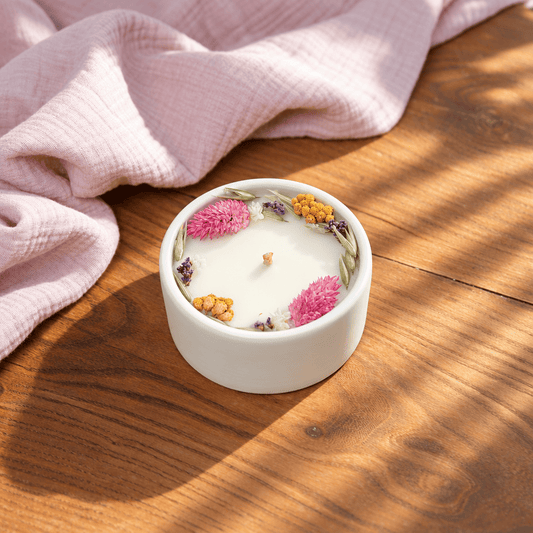 Bougie fleurie Fleur d'Amandier cire de soja - Flowrette