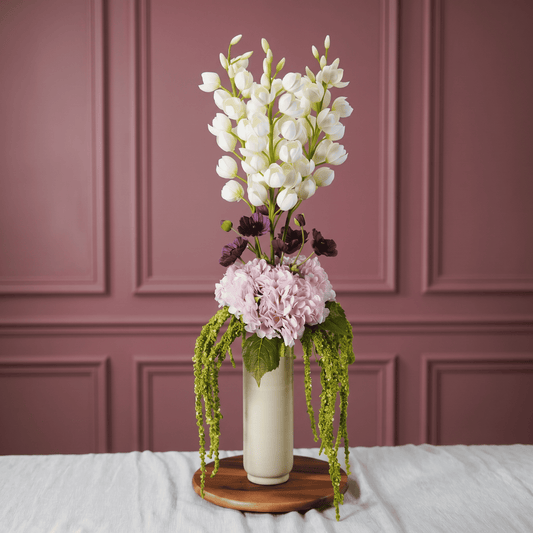 Bouquet de fleurs artificielles Apolline rose violet et blanc Flowrette