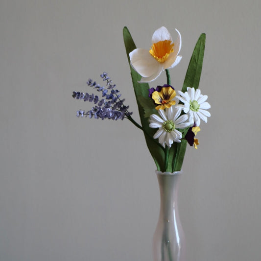 Bouquet fleurs en papier Hopper, composition douce tons pastel - Flowrette