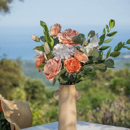 Bouquet Cézanne en fleurs de papier roses et vertes - Flowrette