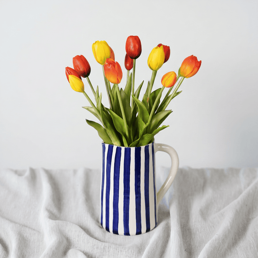 Bouquet de tulipes artificielles Garance rouge orange et jaune Flowrette