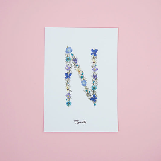 Affiche A5 herbier lettre bleu - Flowrette