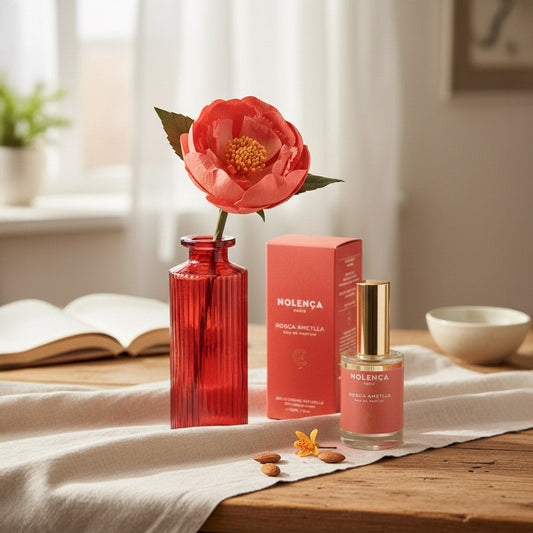 Duo parfumé Rosca Ametlla, coffret bougie et fleurs séchées aux notes d'amande - Flowrette