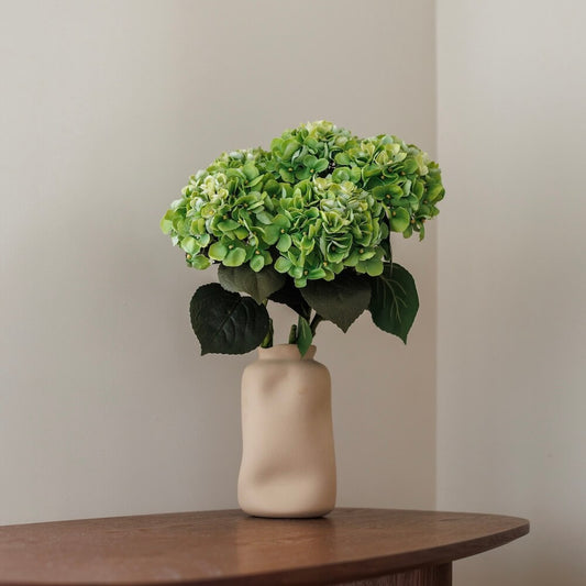 Hortensia vert artificiel, vue de face ombelle réaliste - Flowrette