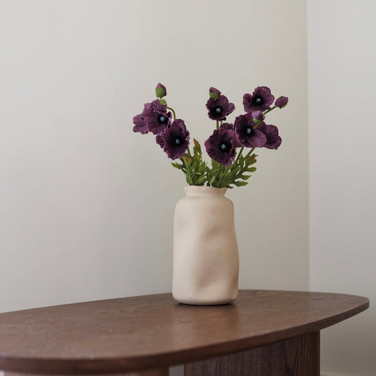 Pavot violet artificiel, vue de face pétales colorés réalistes - Flowrette