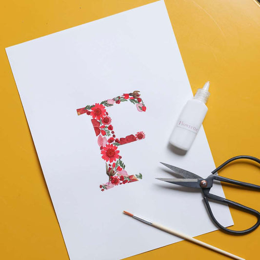 Kit DIY herbier abécédaire rouge, coffret fleurs pressées - Flowrette