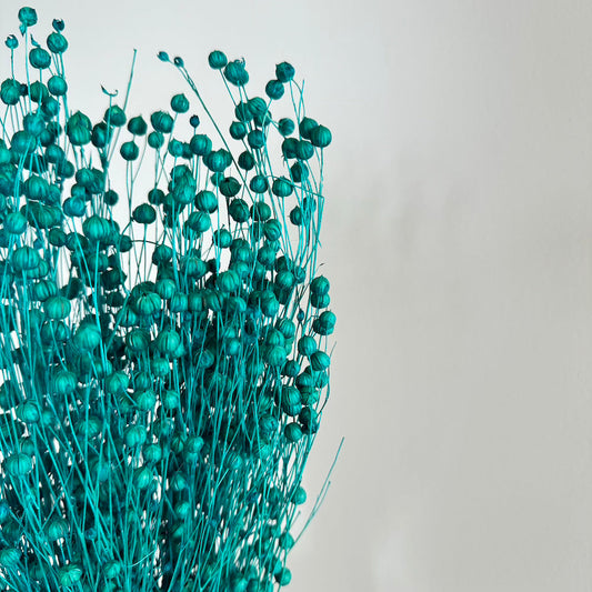 Botte de lin séché turquoise, vue de face - Flowrette