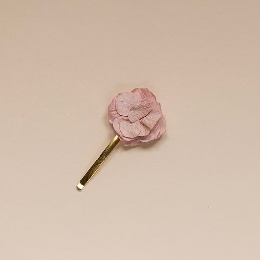 Trio de barrettes fleurs en papier rose