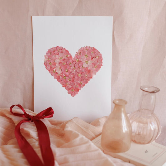 Herbier l'amour toujours A4, cadre de fleurs séchées romantiques tons roses - Flowrette